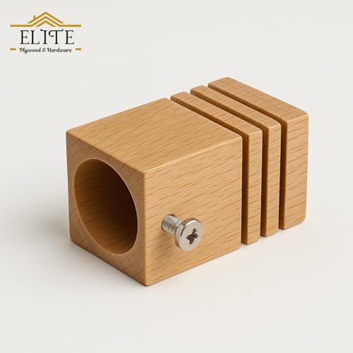 Image of Urban Elite Premium Curtain End Cap - Elegant Decorative Rod Finial for Window Drapes, Smooth Finish, Durable & Stylish, Perfect for Home & Office Decor (Full Wooden Square Light, Wooden, Medium)