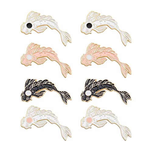 Broche de Koi, 8 pines de esmalte de pescado, pines de dibujos animados, insignias de solapa para ropa, bolsos, suéter, camisa, chaqueta, mochila, accesorio de manualidades Cover