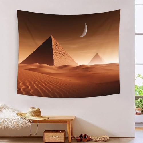 Tapisserie murale effet 3D pyramide MJFCoin pour agrandir visuellement un salon moderne