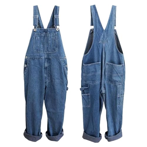Pantalones cargo de mezclilla rectos WOLONG para hombre con bolsillos grandes color azul