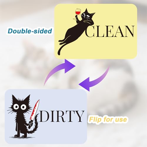 2 imanes reversibles para lavavajillas de gato divertido miniatura 3