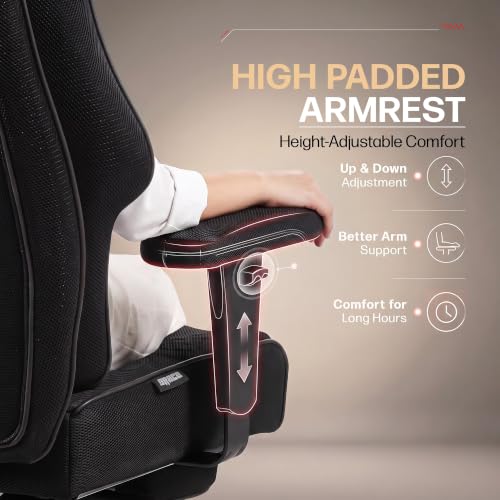 Image of DROGO Majestic Ergonomic Office Chair for Work & Home 400LBS | Big and Tall Boss Chair for Office with High Cushion, Lumbar Support, Padded Armrest, 135 Recline & Footrest,1 Yr Warranty (Black)