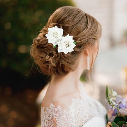 Pinzas para cabello florales con doble rosa 6 piezas miniatura 5