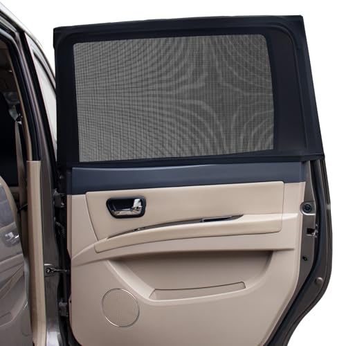 Image of PEYOU Car Window Shades for Baby 2 Pack, Stretchable & Breathable Spandex Rear Side Car Sun Shade for Camping, Blocks UV Rays & Sun Glare for Kids/Adults/Pets - 44.9"X25.6" Fits 99% Cars