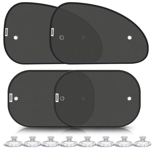 COOCTECH 2026 New Upgrade Car Window Shades for Side Window(4 Pack) Car Window Shade for Baby with 8 Suction Cups Sun Shade Side Window Can Blocks 99.98% UVR Sun Shade for Window