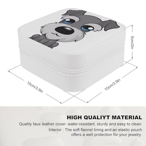 Boîte à bijoux Schnauzer en cuir synthétique de qualité supérieure et finitions flanelle