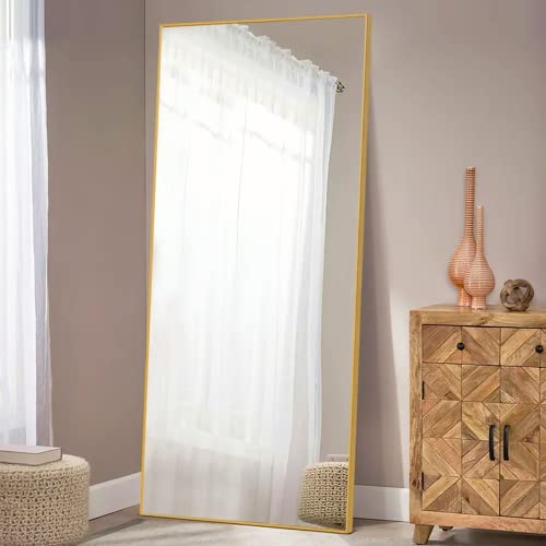 Image of PexFix Floor Full Length Mirror 64 inchx22 inch Mirror Full Length with Stand Full Body Mirror for Home Decor,Gold