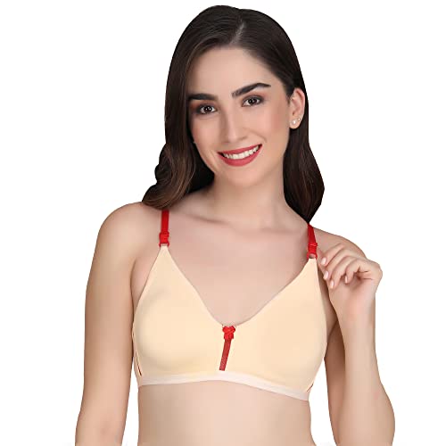 Image of Women Non Padded Bra - Made of Pure Cotton Full Coverage Non Wired Seamless Pushup Soft Cup for T-Shirt Saree Dress Sports Garment for Daily Use Everyday
