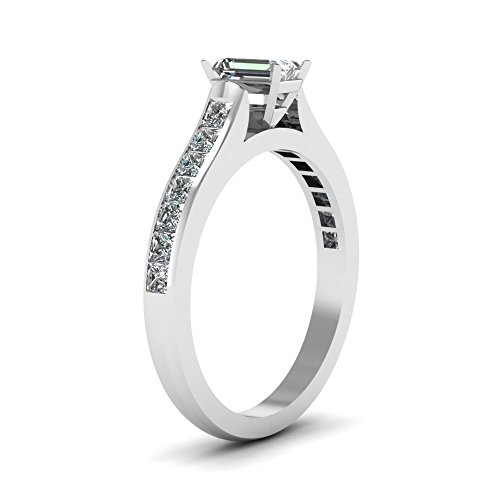 Image of 55Carat Choose Your Gemstone Cathedral Channel Set Diamond CZ Ring Sterling Silver Emerald Shape Side Stone Engagement Rings Matching Jewelry Wedding Jewelry Easy to Wear Gifts US Size 4 to 12