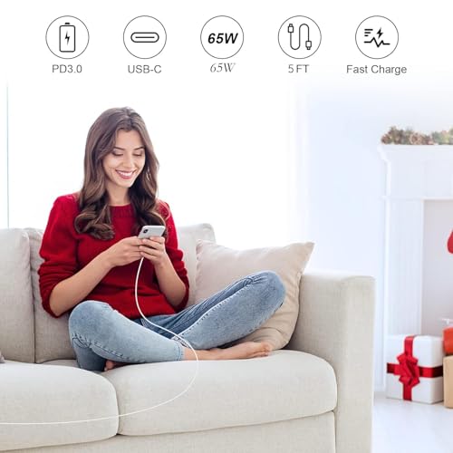 Cargador rápido de 65W USB C compatible con iPhone 15 Pro Max y iPad Pro 7