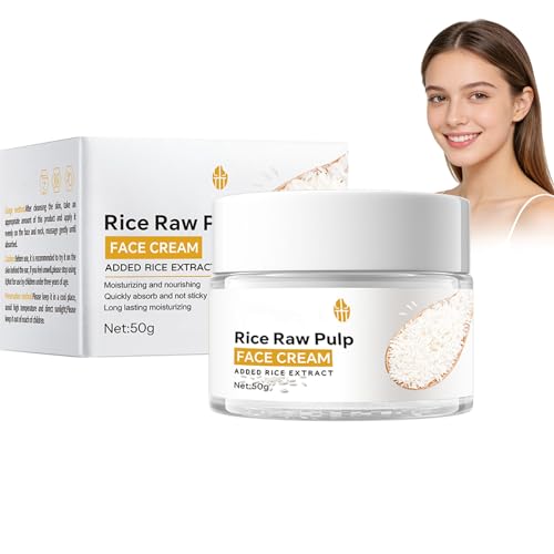 Virecose Crema Facial de Arroz 50g, Rice Face Cream Hidratante Anti Edad, Cream Facial con Extracto de Arroz, Reafirmante y Suavizante, Crema de Día y Noche para Todo Tipo de Piel