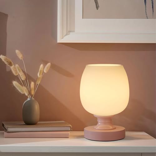 Image of MAINDECO Small LED Table Lamp for Bedroom, 3CCT Bulb Included Pink