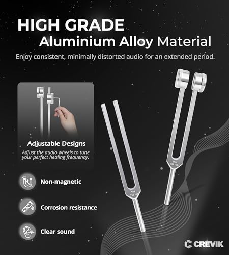 tuning forks for healing set - 128hz 1361hz 256hz 384hz weighted amp unweighted tuning fork kit with hockey puck activator - chakra sound therapy instruments for meditation amp yoga in pouch