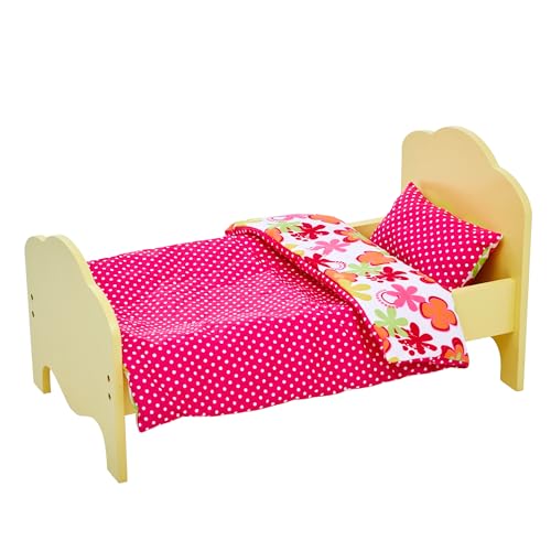 Olivia’s Little World Kleine Prinzessin 45 cm Puppen-Einzelbett, Gelb & Bettzeug Sommerblumenset TD-11929-1J