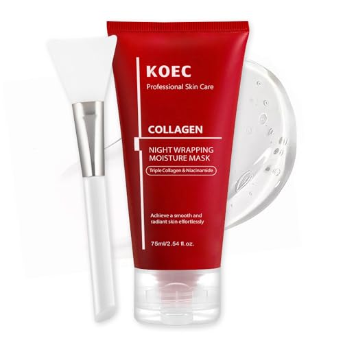 KOEC Collagen Night Wrapping Moisture Mask Peel-Off Overnight Collagen Face Mask for Skin Firming Deep Hydration & Instant Radiance Skincare Gift for Women 2.54 Fl Oz