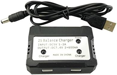 RC Battery Charger USB 2 in 1 for 7.4V (2S) Lithium Ion Battery Balance Current Fast Charger for Syma X8C X8HW X8G X600 X101 X6 V262 Quadcopter Drone Black