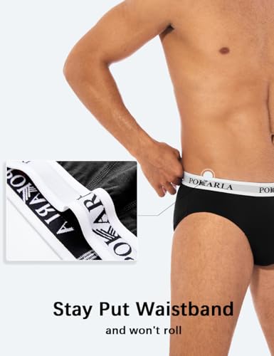 POKARLA Men's Triangle Briefs 4 Pairs, Men's Cotton Briefs, Breathable and Sweat Absorbent (S-3XL)4