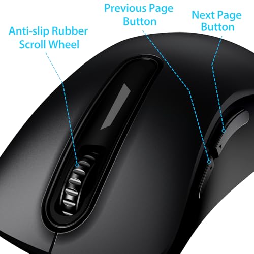 Image of memzuoix 2.4G Wireless Mouse, 1400 DPI Computer Mice with USB Receiver, Portable Wireless USB Battery Powered Cordless Mouse for Laptop, PC, Desktop, 5 Buttons (Matte Black)