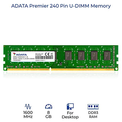 A-DATA Premier 8GB RAM DDR3 1600Mhz 240 Pin Memory Module for Desktop (AD3U1600W8G11-R)