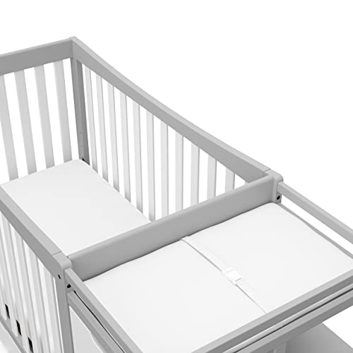 Image of Graco Remi 4-in-1 Convertible Crib & Changer (Pebble Gray & White) - with Graco Premium Foam Crib & Toddler Mattress