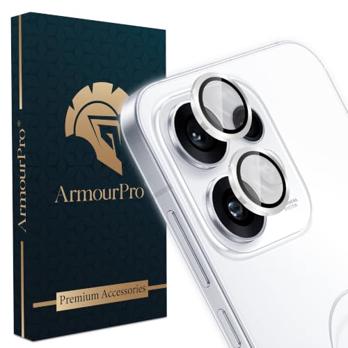 Image of ArmourPro Camera Lens Protector Tempered Glass for Oppo Reno 16 (6.32 Inches) Tough HD Individual Aluminum Alloy Rings 9H Camera Cover, Scratch-Resistant,Camera Rings Protection| Silver, 1 Pack