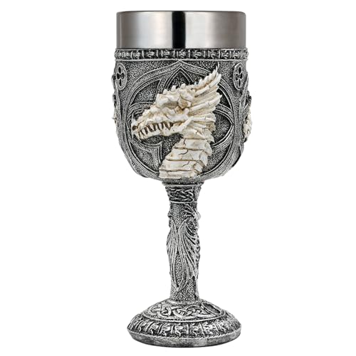 Medieval Skull GOT Dragon Goblet - 7oz D&D Wine Goblets Chalices - Dungeons and Dragons Gift Gothic Party Decor Father Day Birthday Stainless Steel Drinking Cups