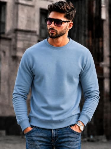 Image of Mack Jonney Men's Solid Winter Sweatshirt|Soft Fleece Fabric Full Sleeve Round Neck Sweatshirt|Stylish Casual Wear for Men-mj-281