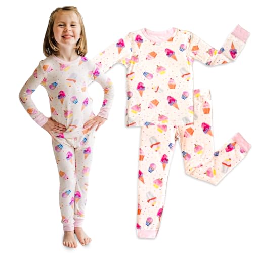Buttery Soft Pajamas for Kids - Two Piece Viscose From Bamboo Pjs - Styled By Kardashians - Cupcake Pajamas for Girls