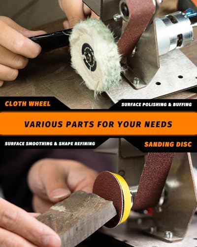 Image of Mini Belt Sander, Electric Small Sander Knife Making Supplies, 7 Adjustable Speed Electric Knife Sharpener, Power Belt Grinder for Woodworking, Metal Working DIY (5'' x 6.5'' x 7.4'')