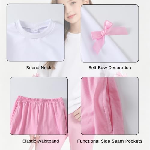 Image of Girls Outfits 2 Piece Long Sleeve Butterfly Sweatshirt and Pants Fall Clothing Set Size 7-14 Years