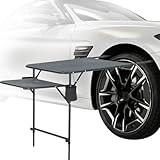 WORKOOT Camping Table, Overlanding Gear, Car Table, Tailgate Table with Cupholders, Extended Side Table, Lightweight, Foldable & Heavy Duty for Outdoor Camping and Picnic