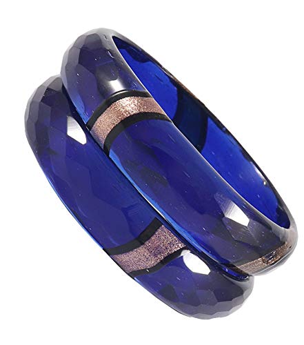 DarkBlue Diamond Pattern Jade Glass Bangles/Kada 2.4 Inches