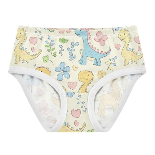 Wusikd Cute Dinosaurs Colors Girls' Underwear Cotton Yellow Girls Briefs Soft Toddler Underwear 2T