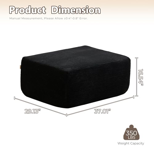 Image of HOOOWOOO Cloud Sectional Couch for Living Room,Modular Sectional Sofa No Assembly,Matching Plush Corduroy Ottoman(Black)
