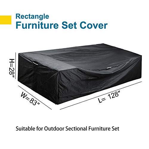 Patio Furniture Set Cover Outdoor Sectional Sofa Set Covers Waterproof Outdoor Dining Table Chair Set Cover Heavy Duty 128\" L x 83\" W x 28\" H - Thumbnail 6