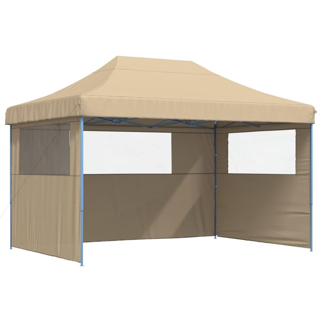 Homgoday Składany namiot imprezowy Pop Up z 3 ścianami beżowy, dekoracja, składany pawilon ogrodowy do ogrodu balkon taras p