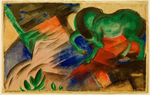 Lienzo de caballo verde Marc 60x90cm que aporta color y elegancia a tu pared de oficina