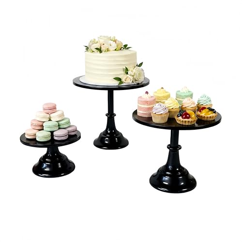 Cbbzjy 3 Pcs Metal Cake Stand Set 8/10/12 Inch Dessert Table Display Perfect For Baby Shower Wedding Birthday(Black)