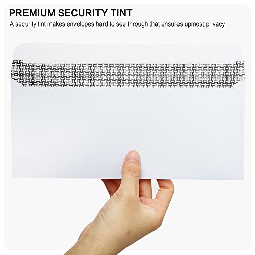 #10 Security Self-Seal Envelopes, No.10 Windowless Bussiness Envelopes, Security Tinted with Printer Friendly Design - Size 4-1/8 x 9-1/2 Inch - White - 24 LB - 500 Pack by HERKKA - Image 5