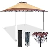 Suntime 13 x 13 Foot Instant Pop Up Canopy Portable Commercial Gazebo Tent with Alloy Steel Construction for Outdoor Backyards, Khaki
