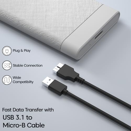 Image of Sounce 2.5 Inch SATA USB 3.0 HDD / SSD Portable External Hard Disk Enclosure 7 MM and 9.5 MM Tool Free , Supports UASP Max Upto 6TB (White)