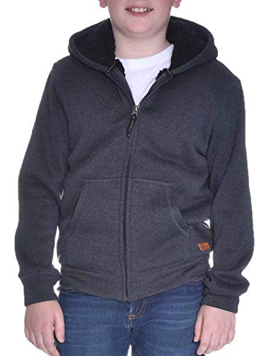 Weatherproof Vintage Boys Full Zip Sherpa Lined Hooded Jacket (Charcoal Heather, Small 7/8)2