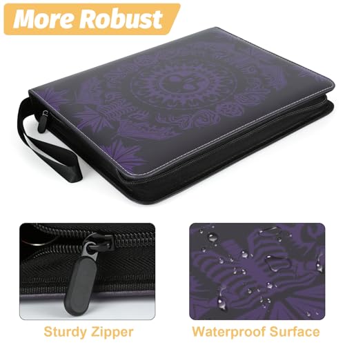 Image of 9-Pocket Card Binder for MTG,720 Double Sided Pocket PU Trading Collection Binder,Premium Collector Card Album for MTG,TCG,Yugioh,Game Cards(Purple)