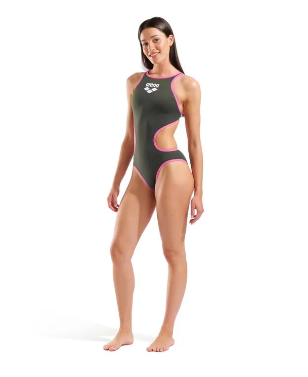 ARENA Costume Donna One Big Logo Costume Intero Piscina Verdone Taglia 38 ITA