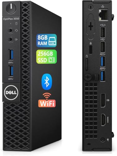 Dell OptiPlex 3050 Mini PC de escritorio, Intel Core i7 7700T, 8GB RAM, 256GB SSD, Wi Fi, Bluetooth, teclado QWERTY de EE.UU., Windows 11 Pro (reacondicionado)