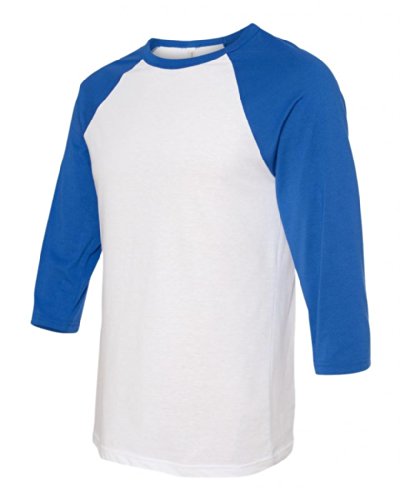 Unisex Three-Quarter Sleeve Baseball Raglan - Royal/White - Large