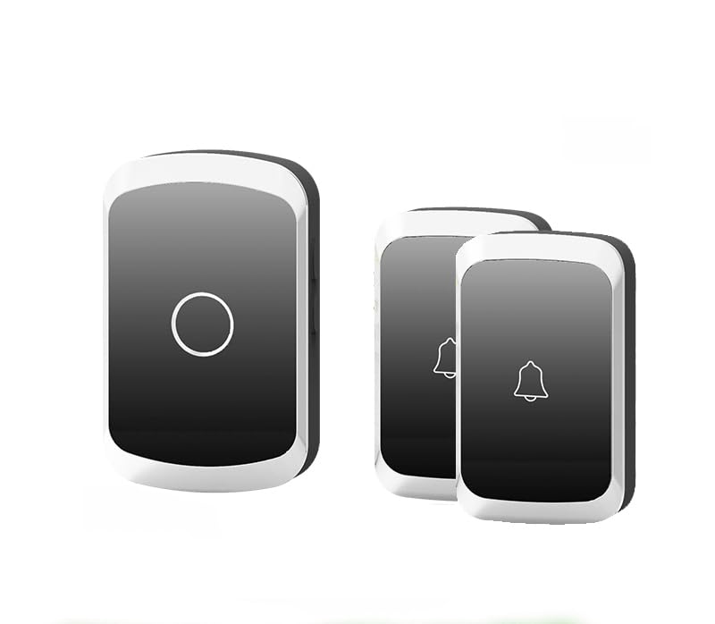 Long qi Doorbell wireless home ultra remote electronic remote control switch no punching one tow one tow two villa elderly caller (Black (two buttons one bell))