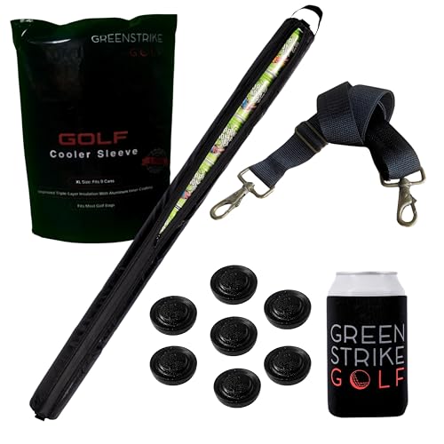 Super Large Beer Sleeve for Golf Bag with 7 Reusable Cold Packs - XL-Size: 9 Cans Cooler Bag - Great Father's Day Gift - Keeps Beverages Icy Cold for 8 Hours