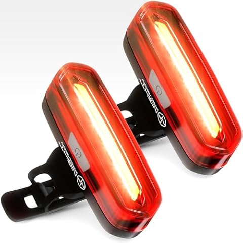 DUO-120 Red & White LED USB-C Rechargeable Bike Light Set Strobe Flashing Front or Rear Safety Warning Road Bike, Mountain Bike, BMX (2 Pack) Cover