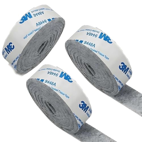 OQKAHIV Selbstklebende Filzgleiter, 3 Rollen (100cm * 1,5cm) - Stark haftendes Gleitmatten-Band zum Schutz von Möbeln - Einfache Anpassung an jede Form - Bodenschonend - Ideal für Stühle - Farbe Grau